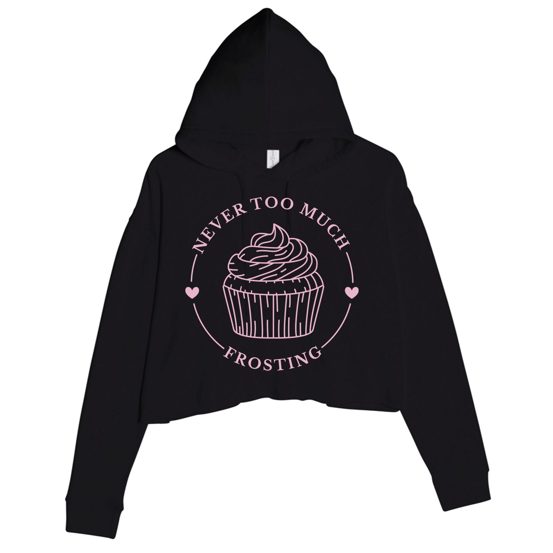 Never Too Much Frosting Cupcake Baker Crop Fleece Hoodie
