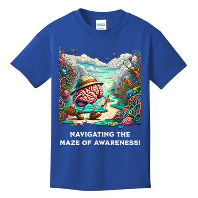 Navigating The Maze Of Awareness Brain Health Adventure Gift Kids T-Shirt