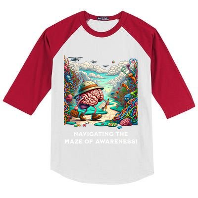 Navigating The Maze Of Awareness Brain Health Adventure Gift Kids Colorblock Raglan Jersey