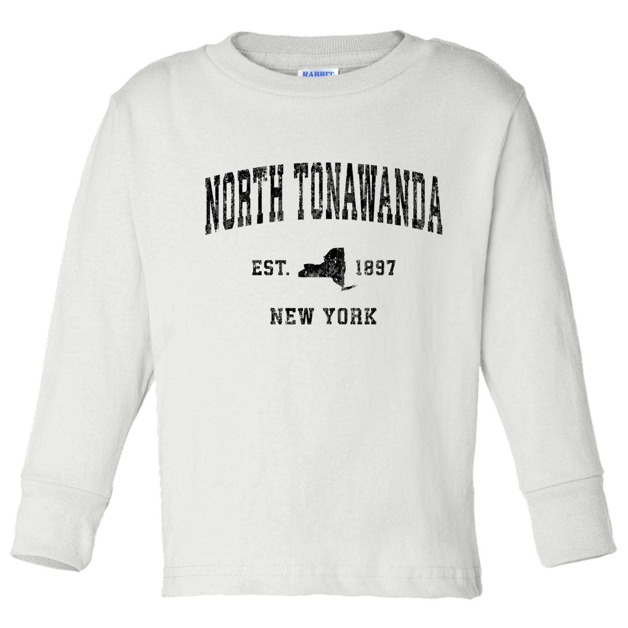 North Tonawanda New York Ny Vintage Established Athletic Sports Design Toddler Long Sleeve Shirt
