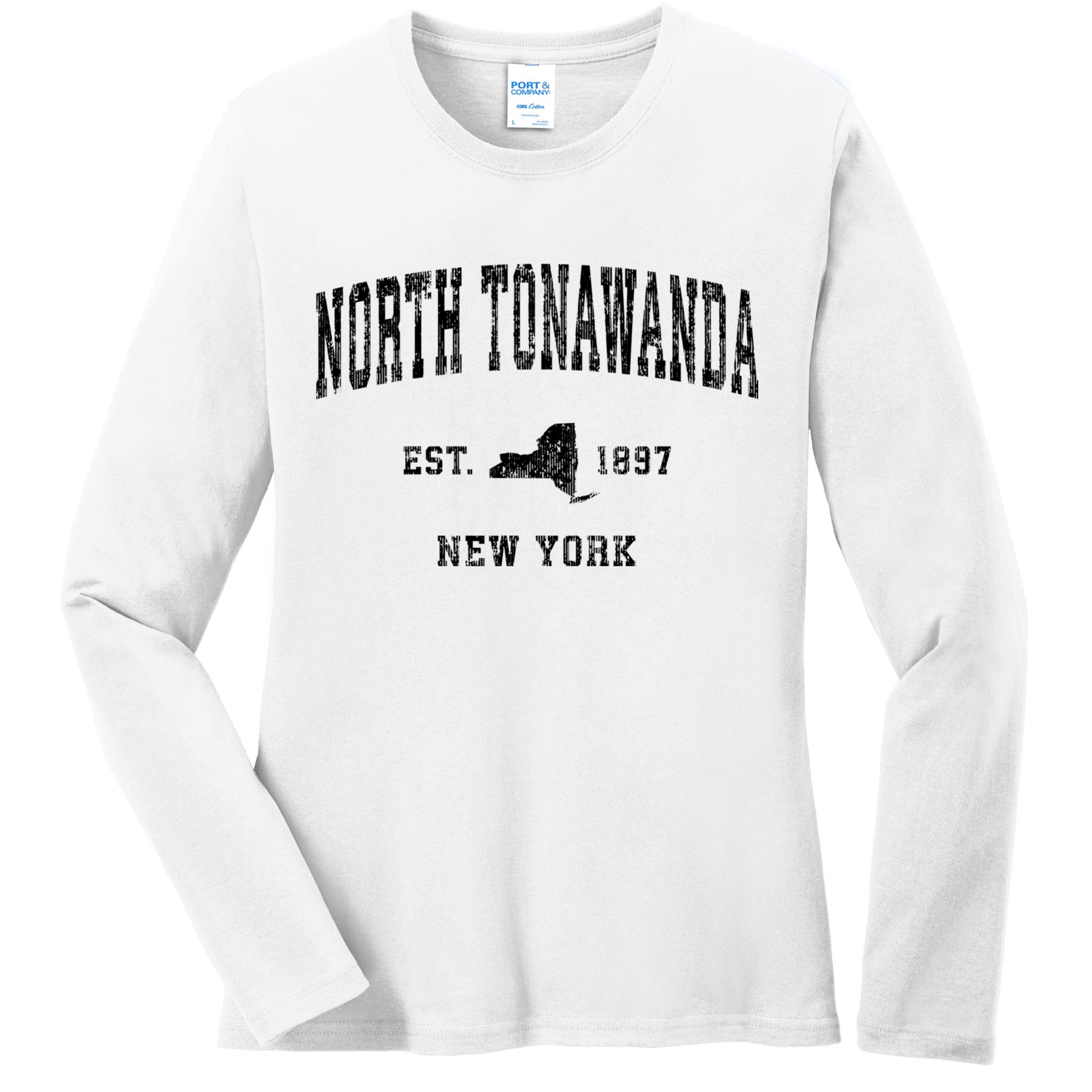 North Tonawanda New York Ny Vintage Established Athletic Sports Design Ladies Long Sleeve Shirt