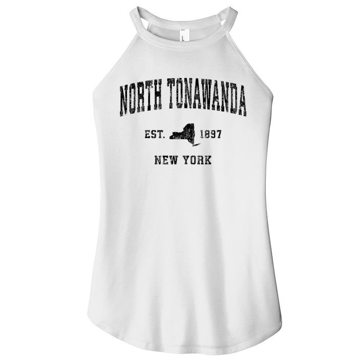 North Tonawanda New York Ny Vintage Established Athletic Sports Design Women's Perfect Tri Rocker Tank