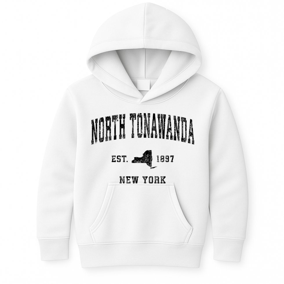North Tonawanda New York Ny Vintage Established Athletic Sports Design Kids Hoodie