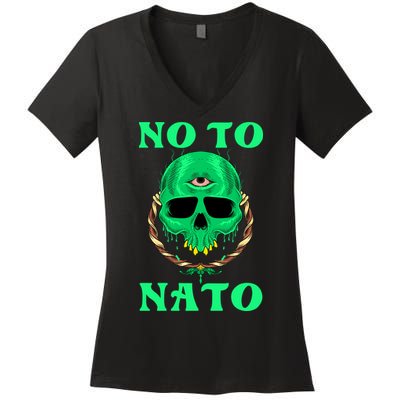 No To NATO Anti War Peace Ukraine Women's V-Neck T-Shirt