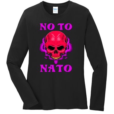 No To NATO Anti War Peace Ukraine Ladies Long Sleeve Shirt