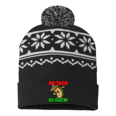 No Taco No Party Fiesta Funny USA-Made Snowflake Beanie