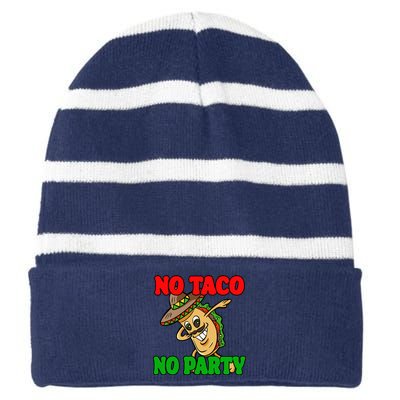 No Taco No Party Fiesta Funny Striped Beanie with Solid Band