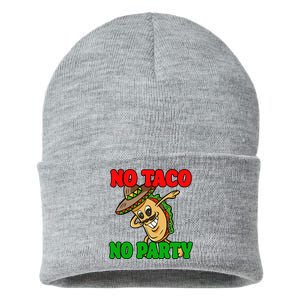 No Taco No Party Fiesta Funny Sustainable Knit Beanie