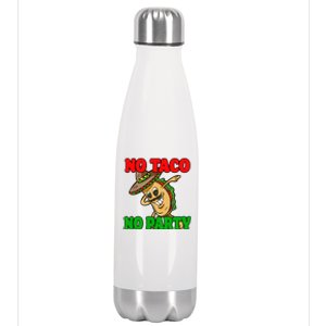 No Taco No Party Fiesta Funny Stainless Steel Insulated Water Bottle