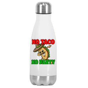 No Taco No Party Fiesta Funny Stainless Steel Insulated Water Bottle