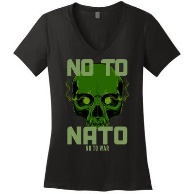 No To NATO Anti War Peace Ukraine Women's V-Neck T-Shirt