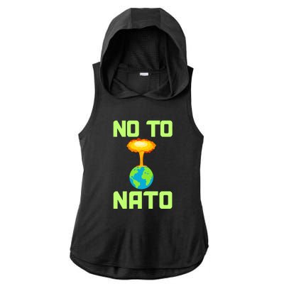 No To NATO Anti War Peace Ukraine Ladies PosiCharge Tri-Blend Wicking Draft Hoodie Tank