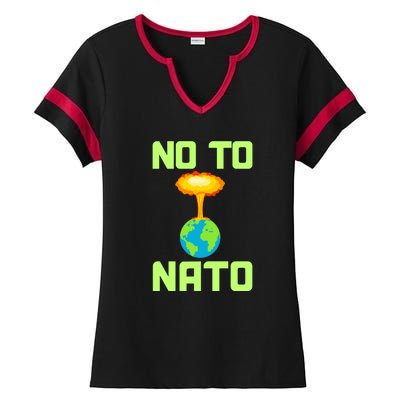 No To NATO Anti War Peace Ukraine Ladies Halftime Notch Neck Tee