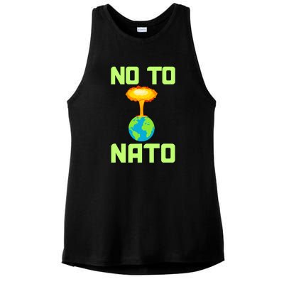 No To NATO Anti War Peace Ukraine Ladies PosiCharge Tri-Blend Wicking Tank