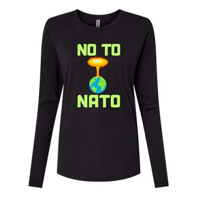 No To NATO Anti War Peace Ukraine Womens Cotton Relaxed Long Sleeve T-Shirt