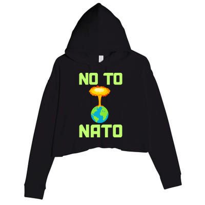 No To NATO Anti War Peace Ukraine Crop Fleece Hoodie