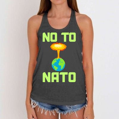 No To NATO Anti War Peace Ukraine Women's Knotted Racerback Tank