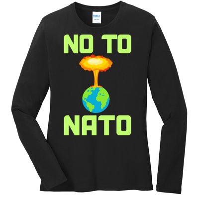 No To NATO Anti War Peace Ukraine Ladies Long Sleeve Shirt