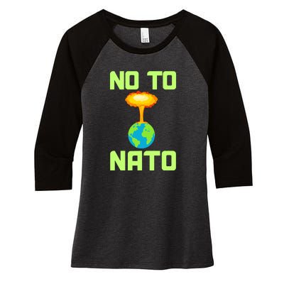 No To NATO Anti War Peace Ukraine Women's Tri-Blend 3/4-Sleeve Raglan Shirt