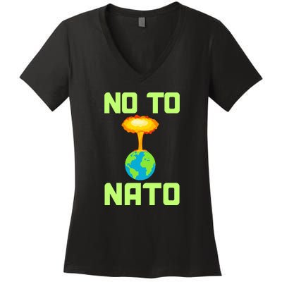 No To NATO Anti War Peace Ukraine Women's V-Neck T-Shirt