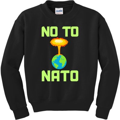 No To NATO Anti War Peace Ukraine Kids Sweatshirt