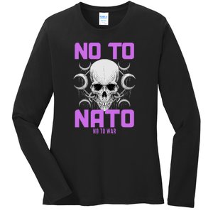 No To NATO Anti War Peace Ukraine Ladies Long Sleeve Shirt