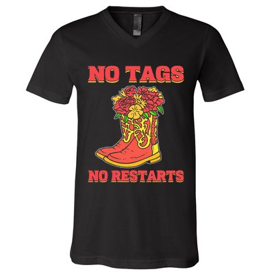 No Tags No Restarts Line Dance Line Dancing V-Neck T-Shirt