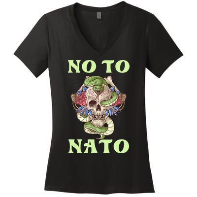 No To NATO Anti War Peace Ukraine Women's V-Neck T-Shirt