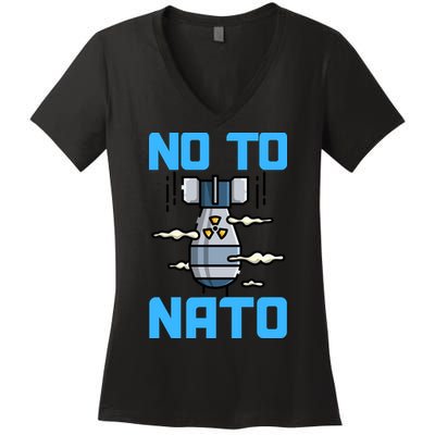 No To NATO Anti War Peace Ukraine Women's V-Neck T-Shirt