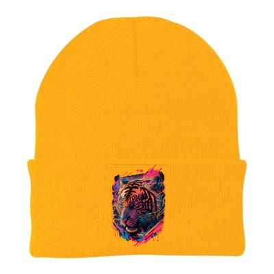 Neon Tiger Knit Cap Winter Beanie