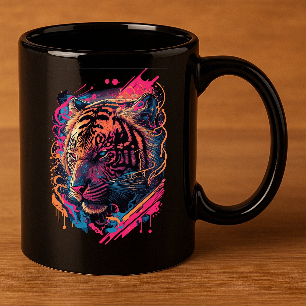 Neon Tiger 11oz C Handle Ceramic Mug