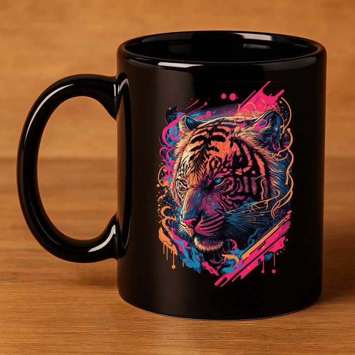 Neon Tiger 11oz C Handle Ceramic Mug