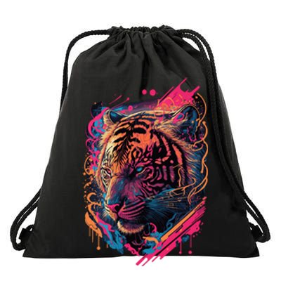 Neon Tiger Drawstring Bag