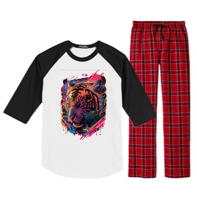 Neon Tiger Raglan Sleeve Pajama Set