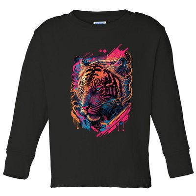 Neon Tiger Toddler Long Sleeve Shirt