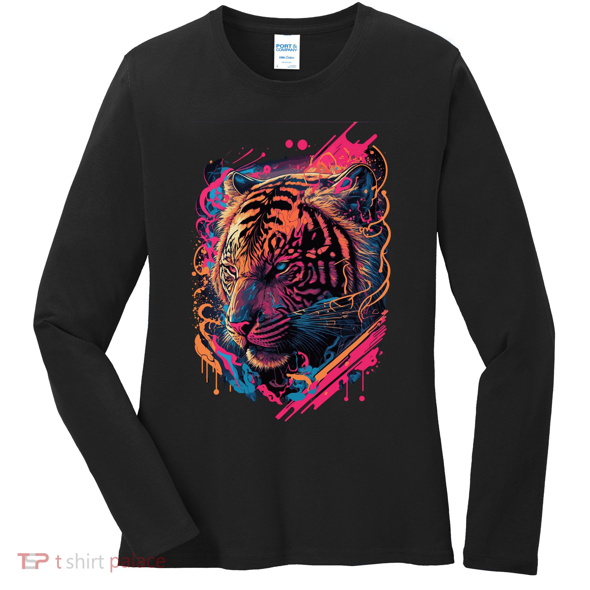 Neon Tiger Ladies Long Sleeve Shirt