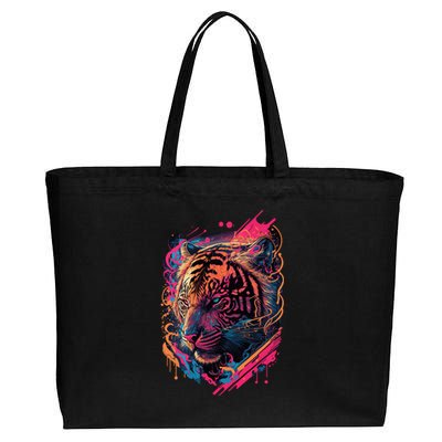 Neon Tiger Cotton Canvas Jumbo Tote