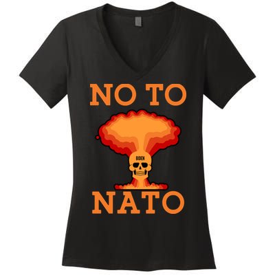 No To NATO Anti War Peace Ukraine Women's V-Neck T-Shirt