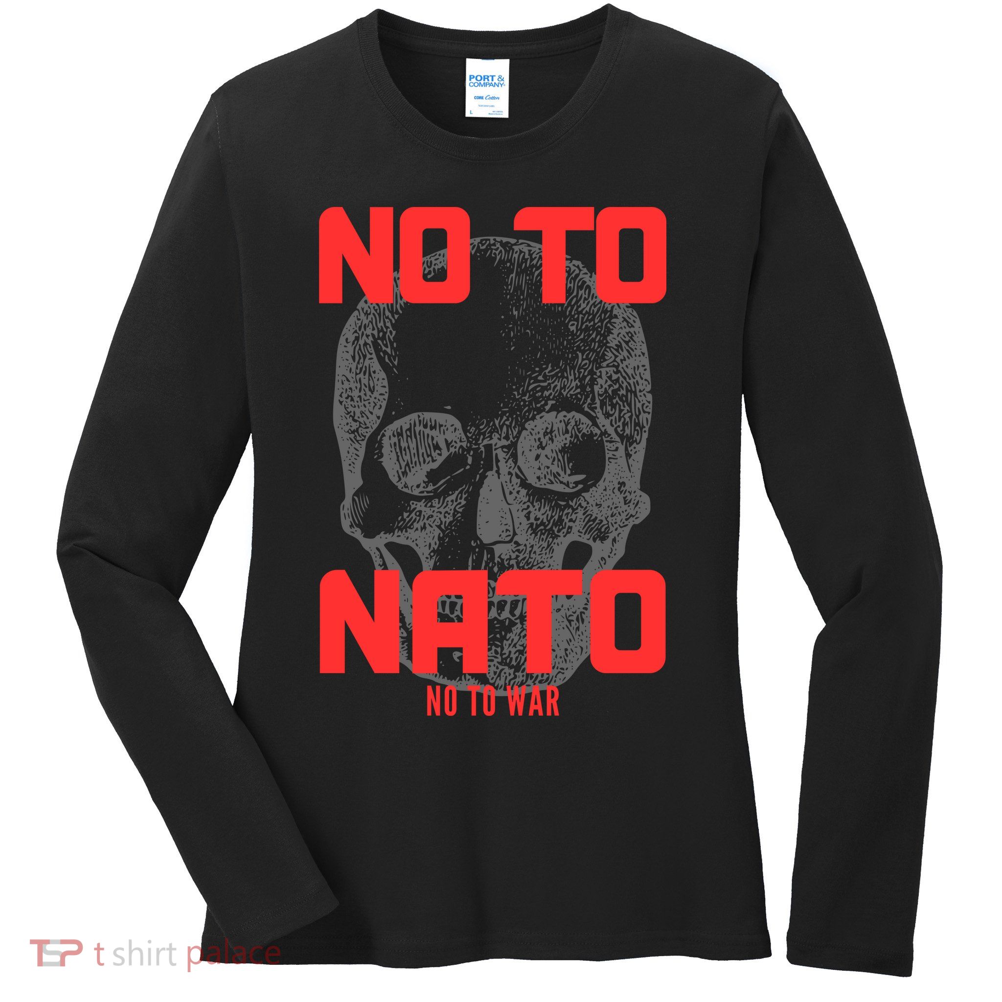 No To NATO Anti War Peace Ukraine Ladies Long Sleeve Shirt