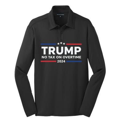 No Tax On Overtime Trump 2024 Silk Touch Performance Long Sleeve Polo