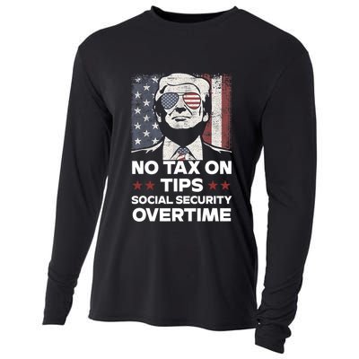 No Tax On Tips Social Security Overtime Trump 2024 Cooling Performance Long Sleeve Crew