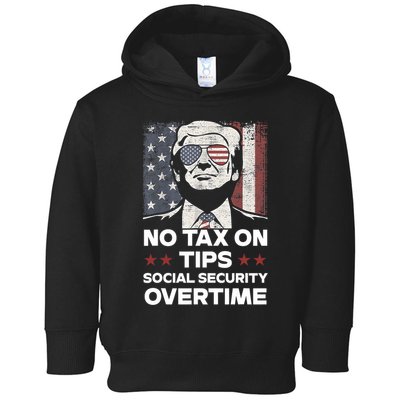 No Tax On Tips Social Security Overtime Trump 2024 Toddler Hoodie