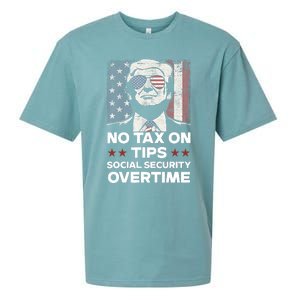 No Tax On Tips Social Security Overtime Trump 2024 Sueded Cloud Jersey T-Shirt