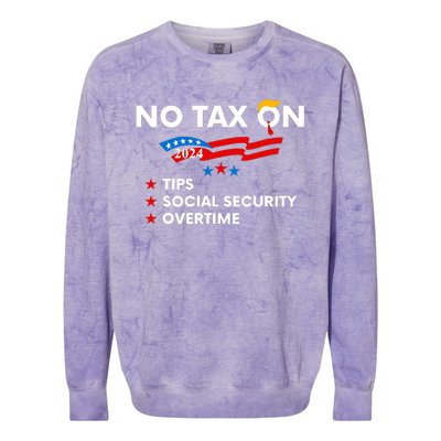 No Tax On Tips Social Security Overtime Trump 2024 Support Trump Vance 2024 Colorblast Crewneck Sweatshirt