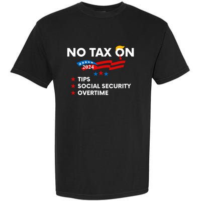 No Tax On Tips Social Security Overtime Trump 2024 Support Trump Vance 2024 Garment-Dyed Heavyweight T-Shirt