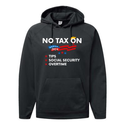 No Tax On Tips Social Security Overtime Trump 2024 Support Trump Vance 2024 Performance Fleece Hoodie