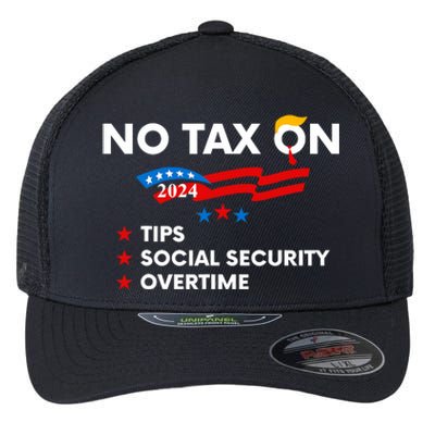 No Tax On Tips Social Security Overtime Trump 2024 Support Trump Vance 2024 Flexfit Unipanel Trucker Cap