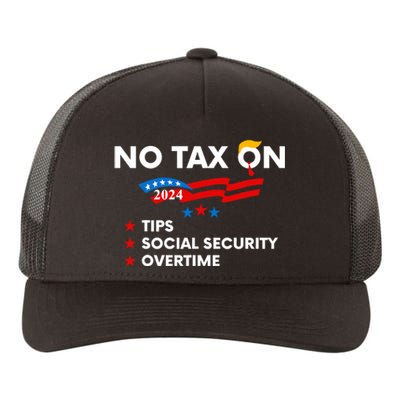 No Tax On Tips Social Security Overtime Trump 2024 Support Trump Vance 2024 Yupoong Adult 5-Panel Trucker Hat