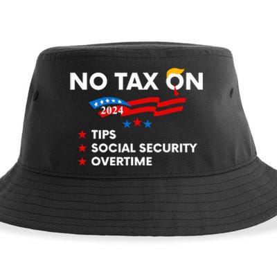 No Tax On Tips Social Security Overtime Trump 2024 Support Trump Vance 2024 Sustainable Bucket Hat