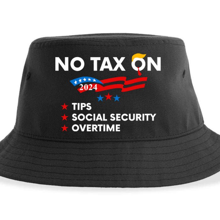 No Tax On Tips Social Security Overtime Trump 2024 Support Trump Vance 2024 Sustainable Bucket Hat